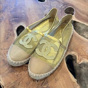 Gold and Tan Flats / Espadrilles